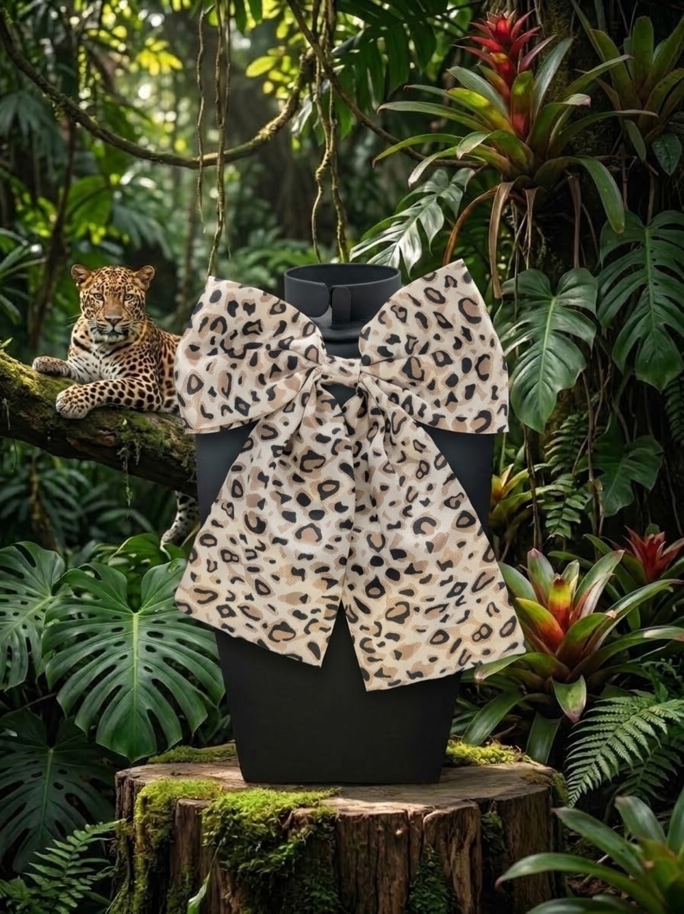 Large Leapord Print Silky Style Hairbow